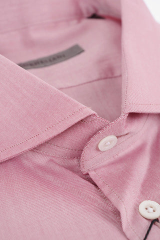 Standard Collar Hopsack Cotton Shirt