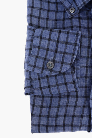 ID Windowpane Flax Shirt with Button-down Collar