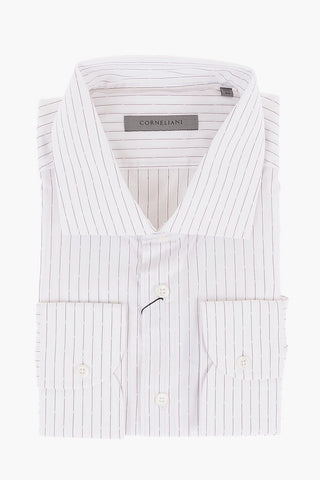 Pinstriped Cotton Shirt with Standard Collar