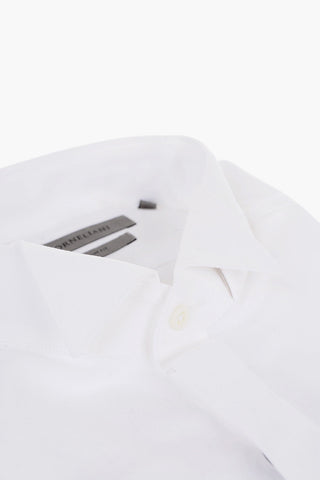 Camicia Slim Fit in Cotone Twill con Collo Wing Tip