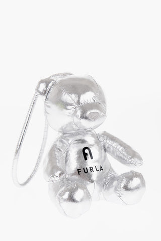 Silver Effect Keychain in the Shape of a Teddy Bear