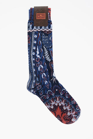 Patterned Cotton Blend Long Socks