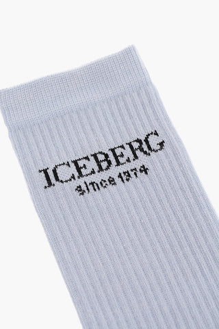 Ribbed Long Socks with Embroidered Logo