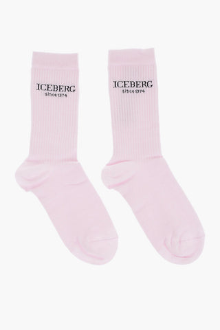 Ribbed Long Socks with Embroidered Logo