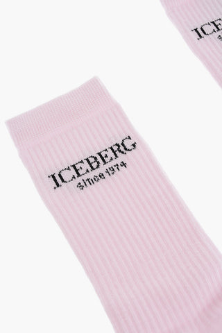 Ribbed Long Socks with Embroidered Logo