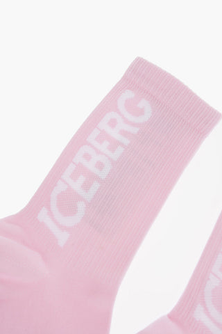Calzini in Nylon Stretch con Logo a Contrasto