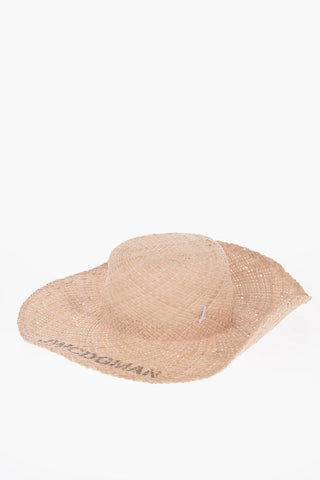 MAN Solid Color Raffia Hat with Contrasting Print