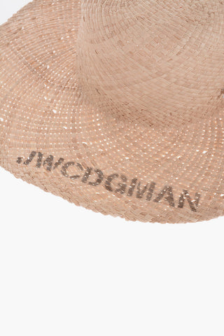 MAN Solid Color Raffia Hat with Contrasting Print