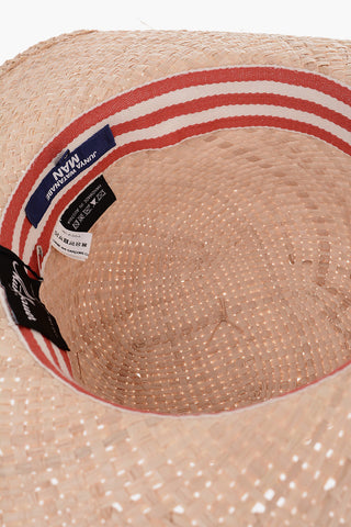 MAN Solid Color Raffia Hat with Contrasting Print