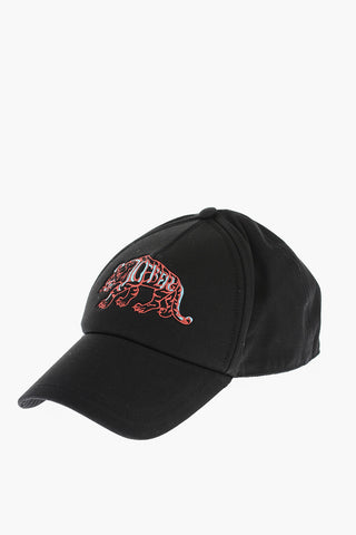 Cotton Cap with Tiger Embroidery