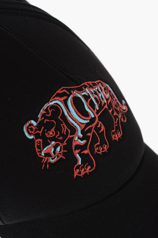 Cotton Cap with Tiger Embroidery