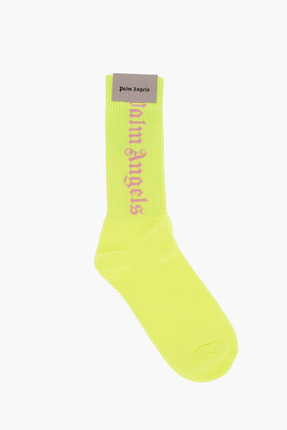 Calzini Lunghi Fluo con Logo Ricamato