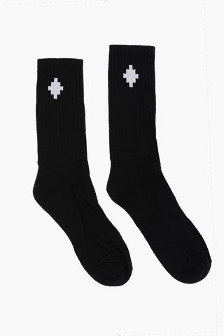 Ribbed Long Socks with Embroidered Logo