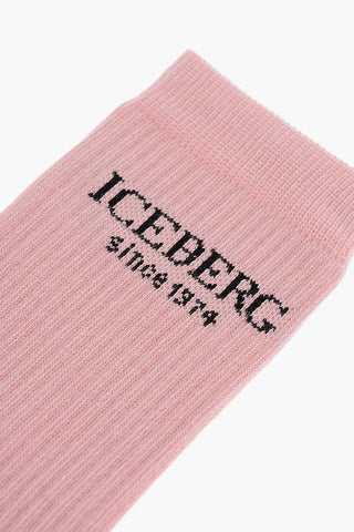 Ribbed Socks with Embroidered Contrasting Logo