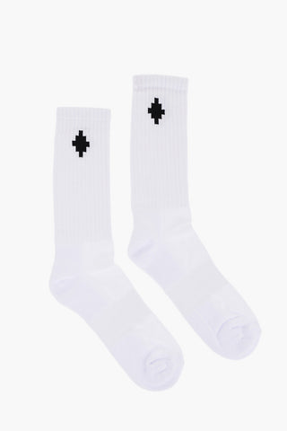 Ribbed Long Socks with Contrasting Logo