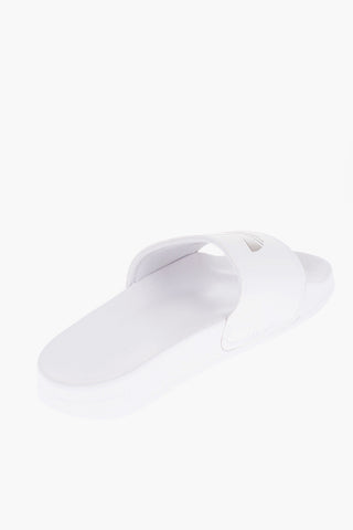 Faux Leather ADILETTE LITE Slides with Silver-Tone Logo