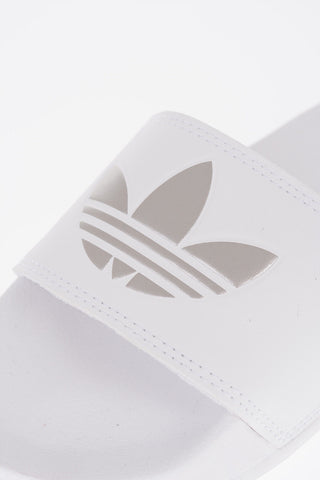 Faux Leather ADILETTE LITE Slides with Silver-Tone Logo