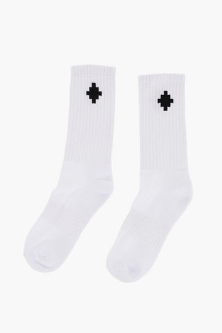 Ribbed Long Socks with Embroidered Logo