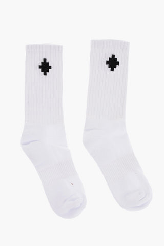 Ribbed Long Socks with Embroidered Logo