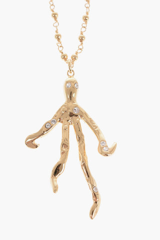 Gold-Tone Brass Necklace with Octopus Pendant