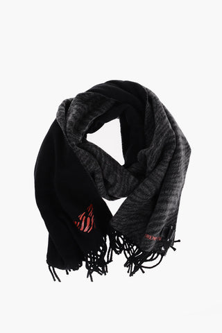 EMPORIO Two-Tone Cashmere Scarf with Fringes
