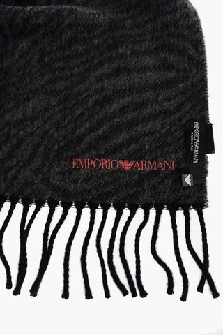 EMPORIO Two-Tone Cashmere Scarf with Fringes