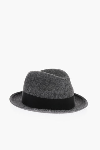 Cappello Homburg in Feltro di Coniglio a Tinta Unita