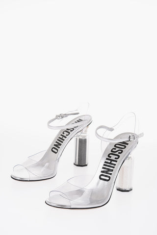 COUTURE! Faux Leather Ankle Strap Sandals with Heel Pepper Shaker Filled with Glitter 11,5cm