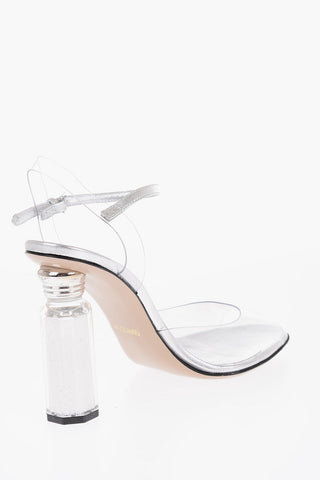 COUTURE! Faux Leather Ankle Strap Sandals with Heel Pepper Shaker Filled with Glitter 11,5cm