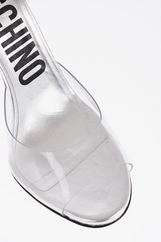 COUTURE! Faux Leather Ankle Strap Sandals with Heel Pepper Shaker Filled with Glitter 11,5cm