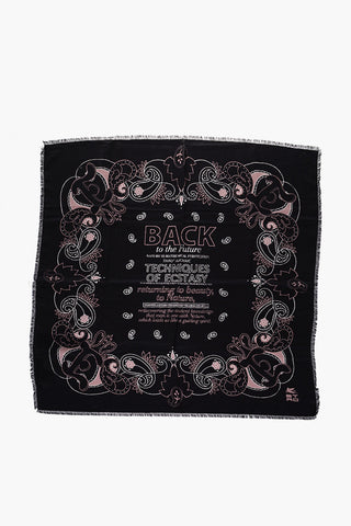 Raw Cut Edge Paisley Motif Foulard