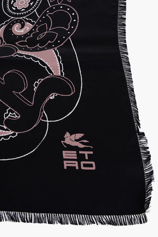 Raw Cut Edge Paisley Motif Foulard