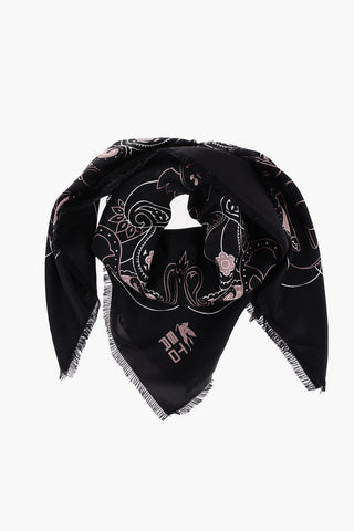 Raw Cut Edge Paisley Motif Foulard