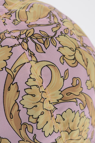 Baroque Motif Nylon Reversible Bucket Hat