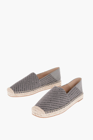 EMPORIO Espadrillas con Ricamo Logo All-Over e Suola in Rafia
