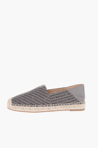 EMPORIO Espadrillas con Ricamo Logo All-Over e Suola in Rafia