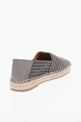 EMPORIO Espadrillas con Ricamo Logo All-Over e Suola in Rafia