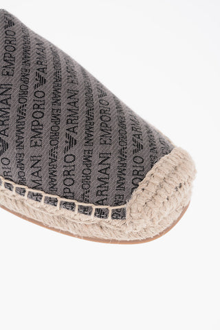 EMPORIO Espadrillas con Ricamo Logo All-Over e Suola in Rafia