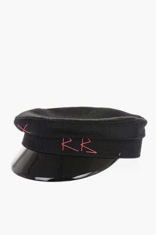 Cappello Baker Boy in Lana con Logo Ricamato