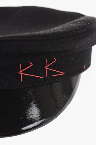 Cappello Baker Boy in Lana con Logo Ricamato