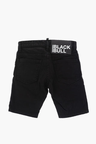 BLACK BULL Dark Wash Shorts with Tone On Ton Button