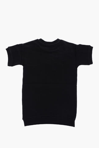 Short Sleeve Sweat Dress with Rhinestone Details