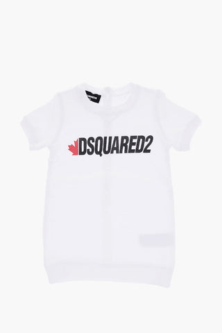 Short Sleeve Sweat Dress with Printed Logo