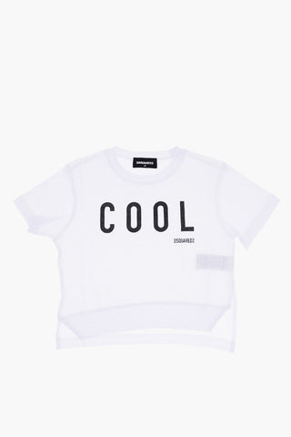 Solid Color Crew-neck T-Shirt with Contrasting Print