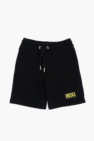 Shorts in Tinta Unita con Logo Stampato 