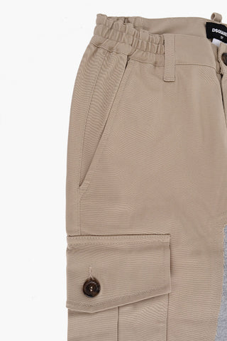 Pantaloni Cargo Bicolore in Doppio Tessuto 
