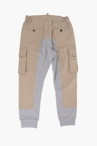 Pantaloni Cargo Bicolore in Doppio Tessuto 