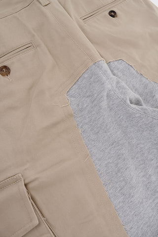Pantaloni Cargo Bicolore in Doppio Tessuto 