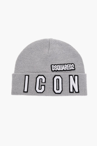 ICON Beanie in Misto Lana con Logo in Rilievo