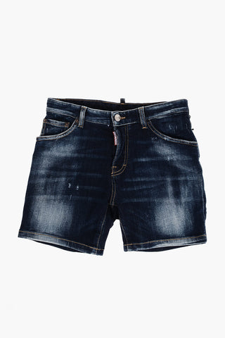 Shorts in Denim Stretch con Patch Logo sul Retro